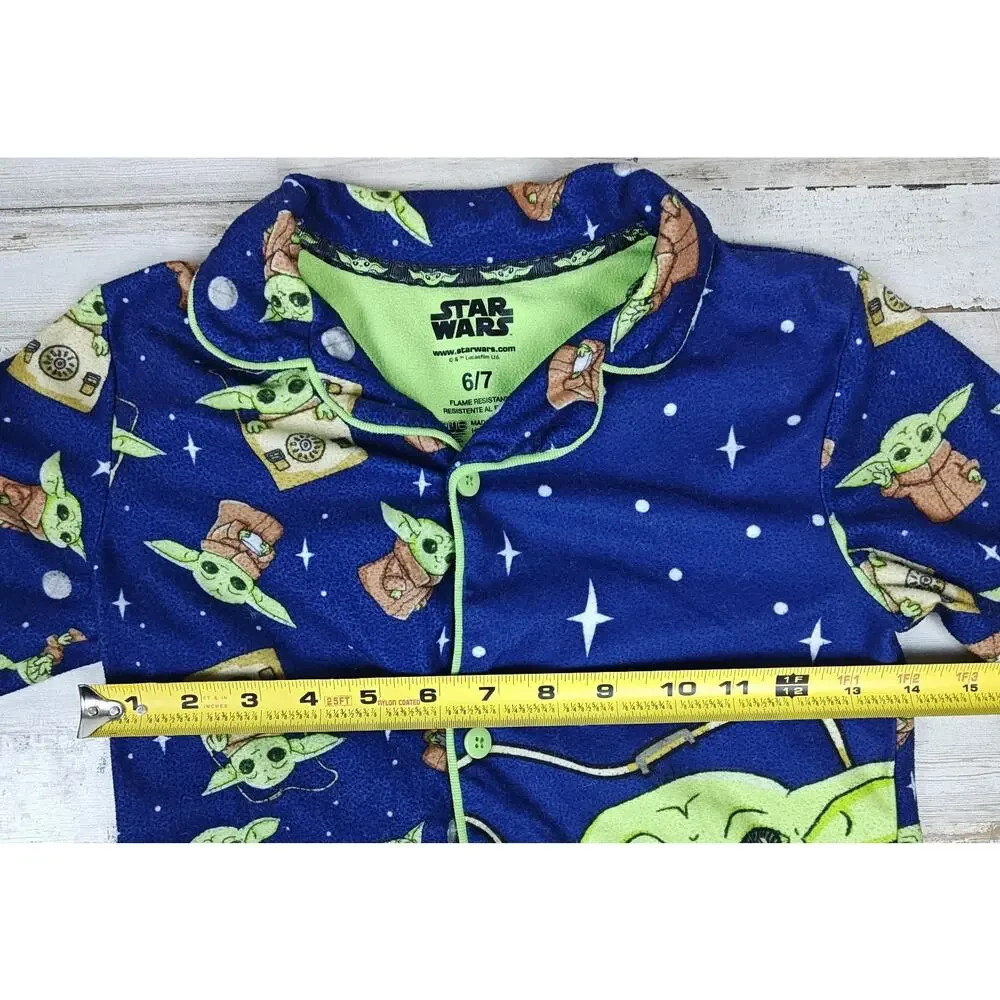 Sleepwear Boys' Star Wars Mandalorian The Child Grogu Blue Flannel Pajamas 6/7